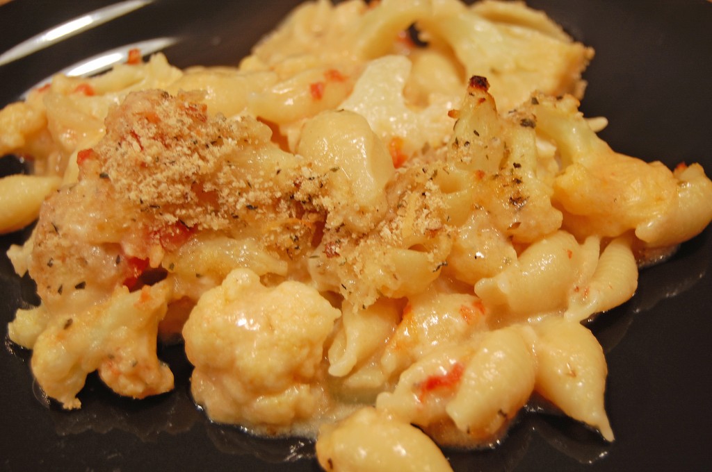 baked pasta with cauliflower done