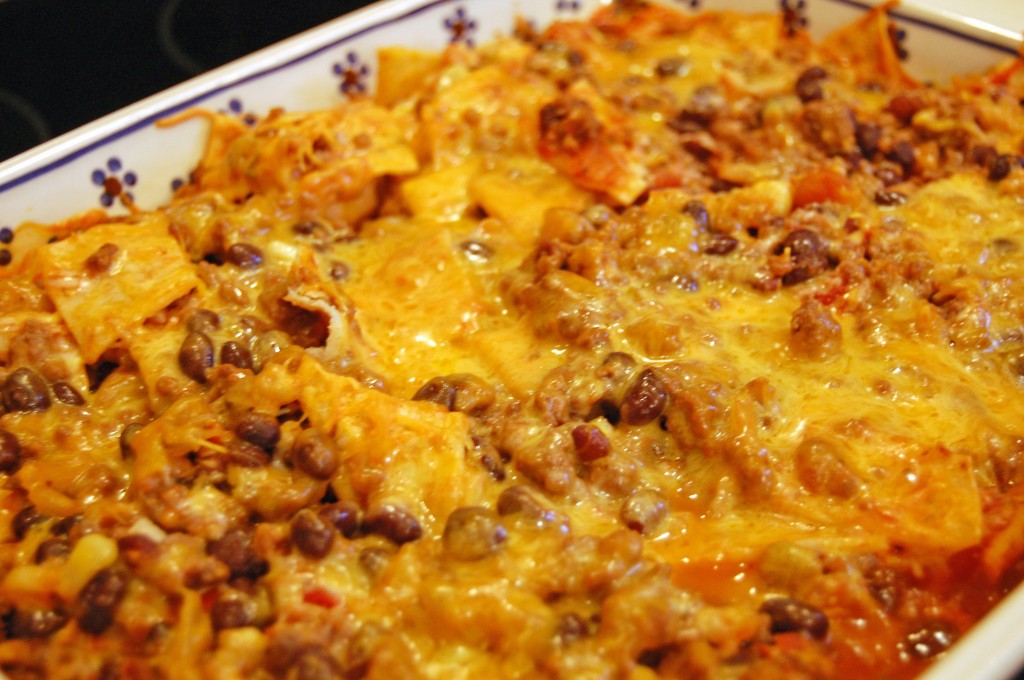beef and black bean taco casserole done