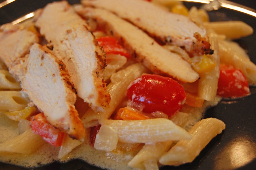 pepper patch pasta with grilled chicken