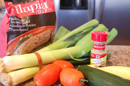 tilapia with veggies in foil ingr