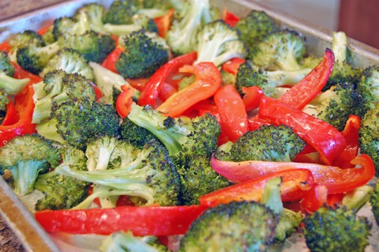 roasted red pepper and broccoli done