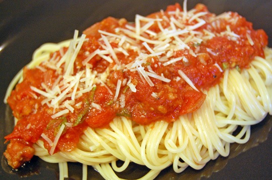 Italian sausage pasta sauce done