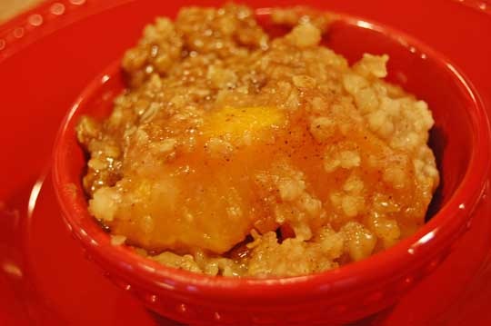 peach crisp in the slow cooker done
