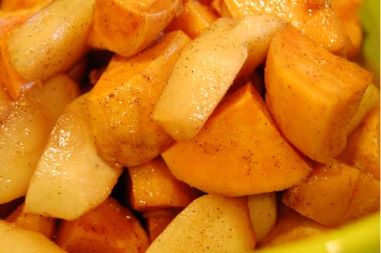 sweet potatoes and apples done