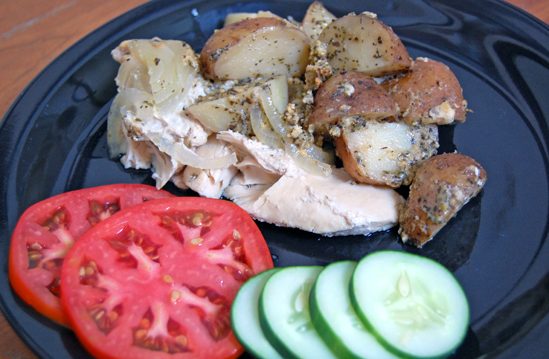 Italian herb chicken and potatoes slow cooker done