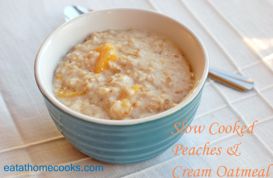 peaches and cream slow cooker oatmeal done