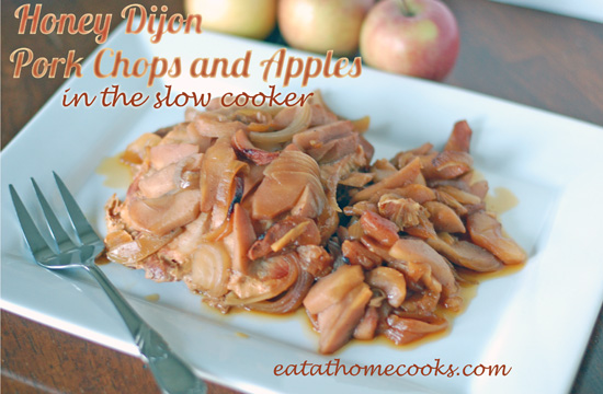 honey dijon pork and apples in the slow cooker done