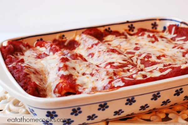 Chicken Enchiladas with Red Sauce and White Cheese