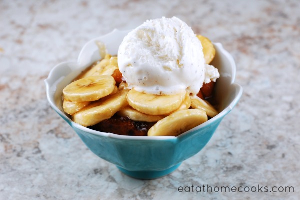 Slow Cooker Bananas Foster Bread Pudding