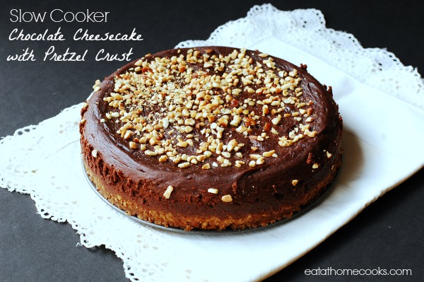 Slow Cooker Chocolate Cheesecake with Pretzel Crust
