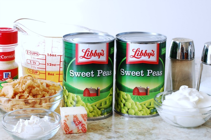 Creamed Sweet Pea Casserole ingredients
