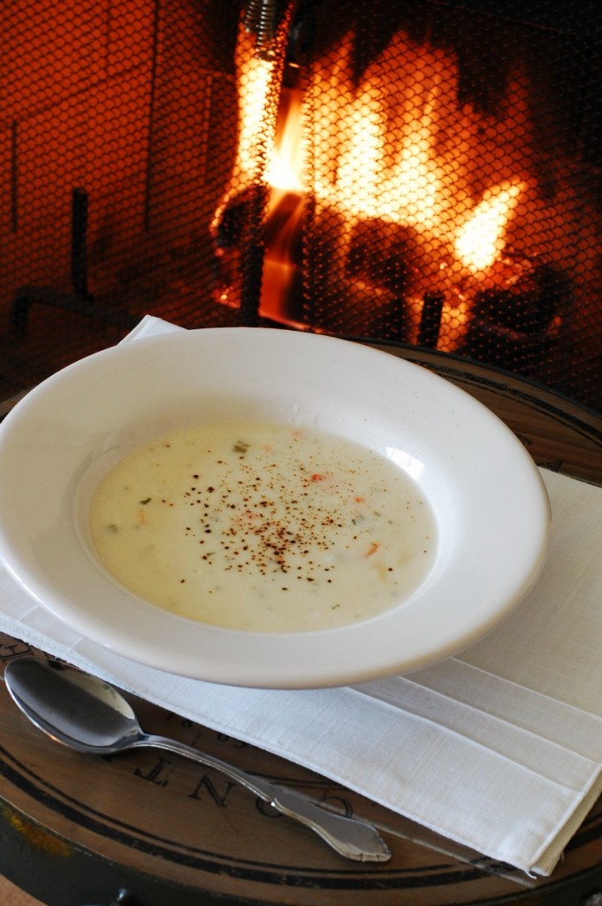 Bear Creek Soup with a cozy fire