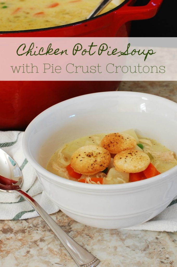 Instant Pot Chicken Pot Pie Soup with Pie Crust Croutons