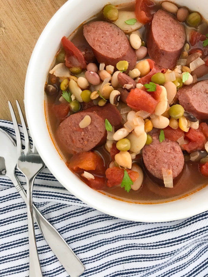 Instant Pot Mixed Bean Soup with Smoked Sausage