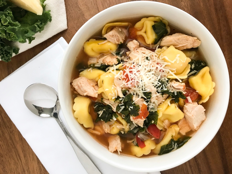 Instant Pot Chicken and Tortellini Soup with Kale