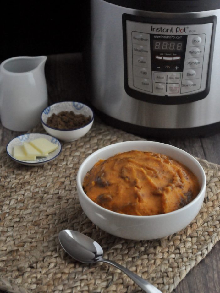 Instant Pot Mashed Sweet Potatoes are served